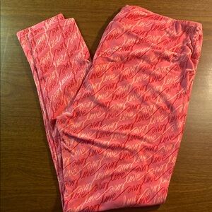 LuLaRoe Pink Love Print Leggings